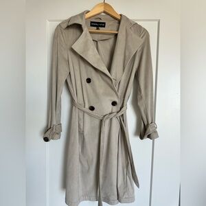 Kendal + Kylie Suede Beige Trench Coat